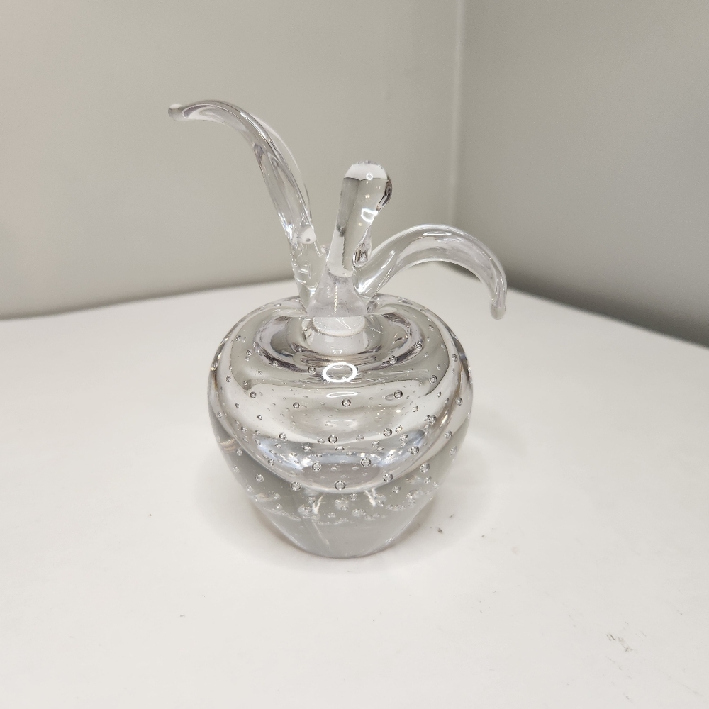 vintage bullicante clear apple glass parfume bottle dauber polished bottom
